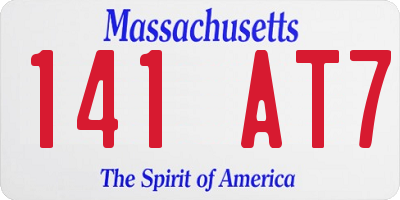 MA license plate 141AT7