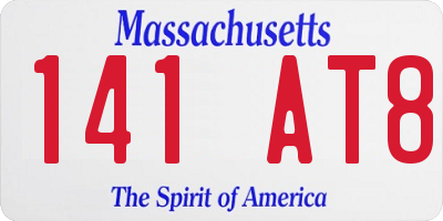 MA license plate 141AT8