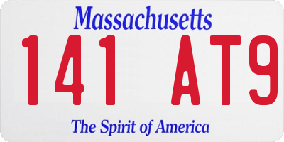 MA license plate 141AT9