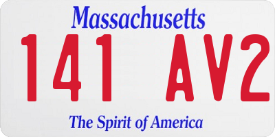 MA license plate 141AV2