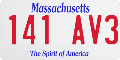 MA license plate 141AV3