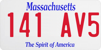 MA license plate 141AV5