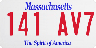 MA license plate 141AV7