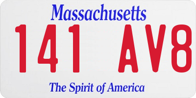 MA license plate 141AV8