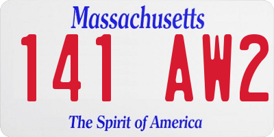 MA license plate 141AW2