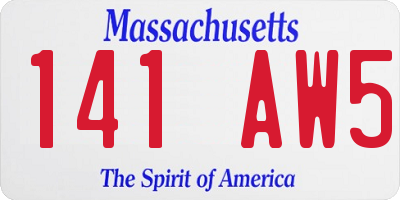 MA license plate 141AW5