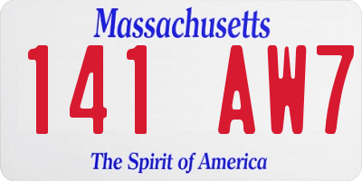 MA license plate 141AW7