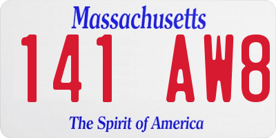 MA license plate 141AW8