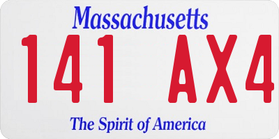 MA license plate 141AX4
