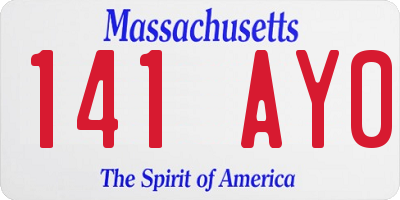 MA license plate 141AY0