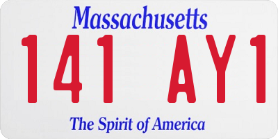 MA license plate 141AY1