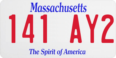 MA license plate 141AY2