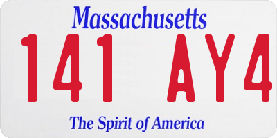 MA license plate 141AY4