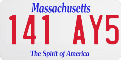 MA license plate 141AY5