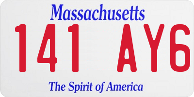 MA license plate 141AY6