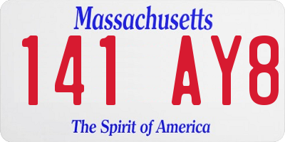 MA license plate 141AY8