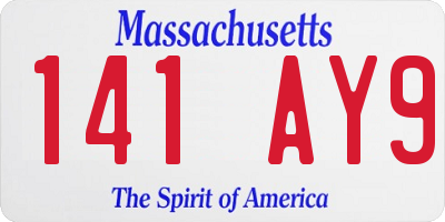 MA license plate 141AY9