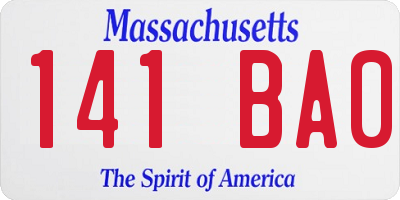 MA license plate 141BA0