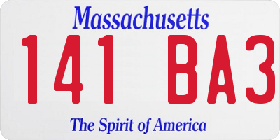 MA license plate 141BA3