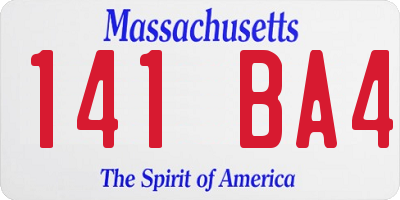 MA license plate 141BA4