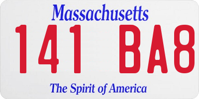 MA license plate 141BA8