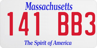 MA license plate 141BB3