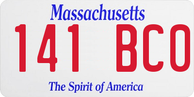 MA license plate 141BC0