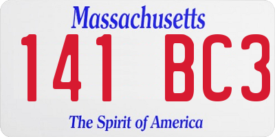 MA license plate 141BC3