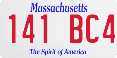 MA license plate 141BC4