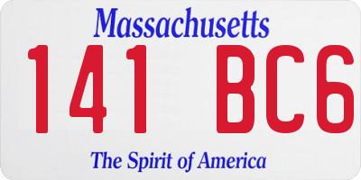 MA license plate 141BC6