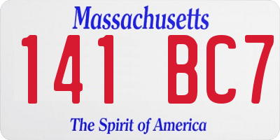 MA license plate 141BC7