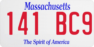 MA license plate 141BC9
