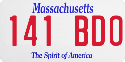 MA license plate 141BD0