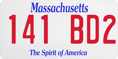 MA license plate 141BD2