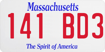 MA license plate 141BD3