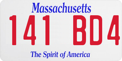 MA license plate 141BD4