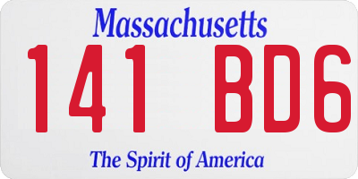 MA license plate 141BD6