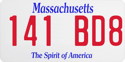 MA license plate 141BD8