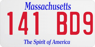 MA license plate 141BD9
