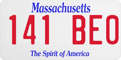 MA license plate 141BE0