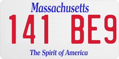 MA license plate 141BE9
