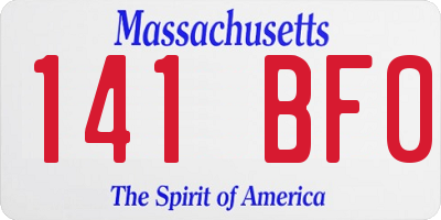 MA license plate 141BF0