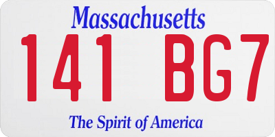 MA license plate 141BG7