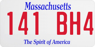 MA license plate 141BH4