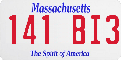 MA license plate 141BI3