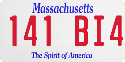 MA license plate 141BI4