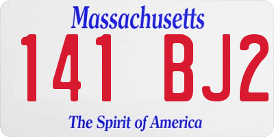 MA license plate 141BJ2