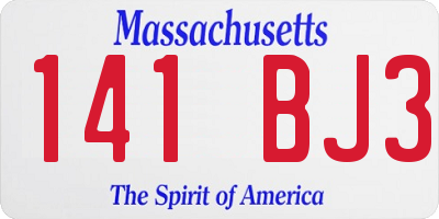 MA license plate 141BJ3