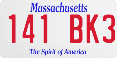 MA license plate 141BK3