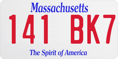 MA license plate 141BK7